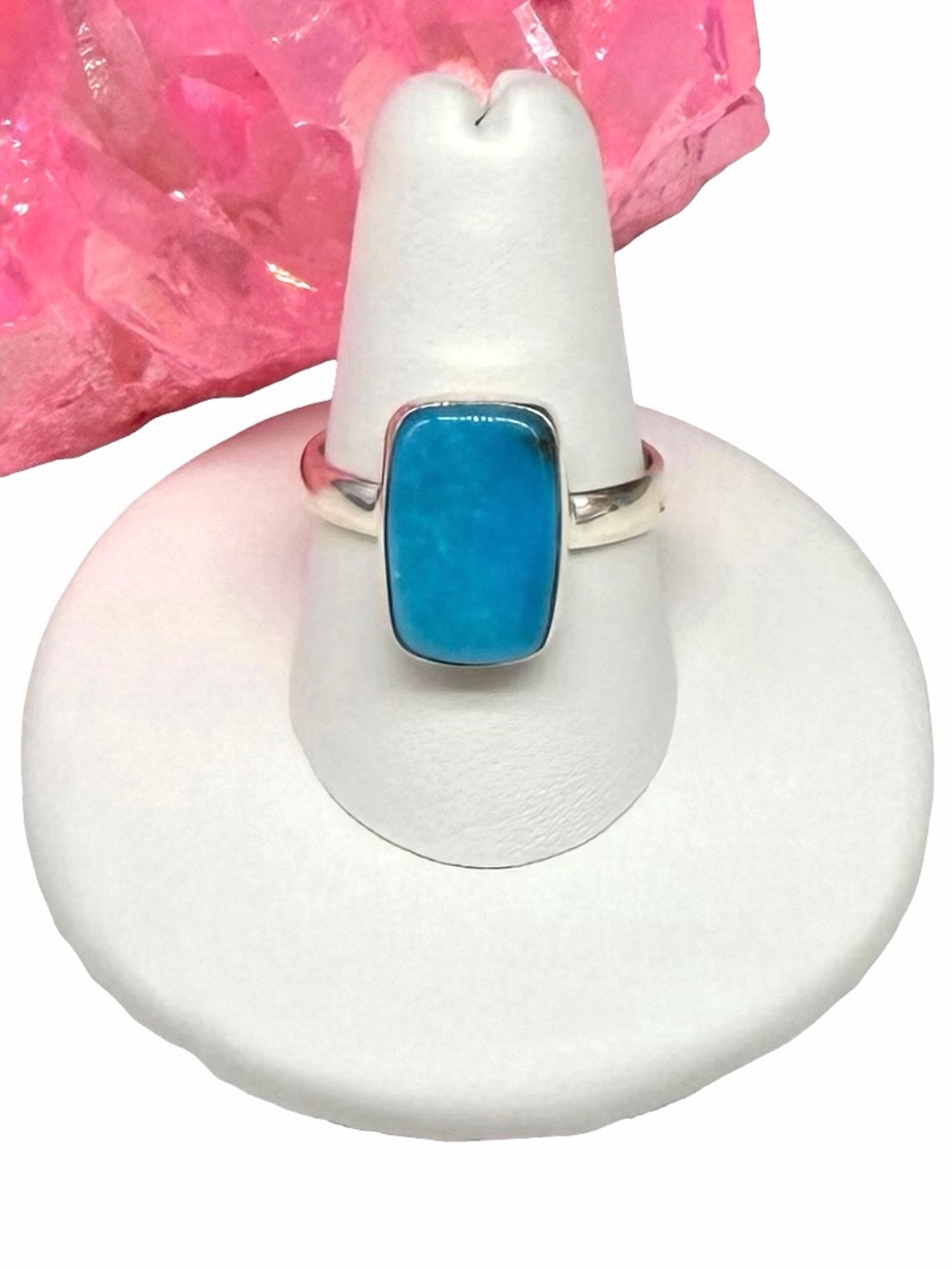 Aztec Mountain Turquoise Ring Size 8 Solid 925 Sterling Silver